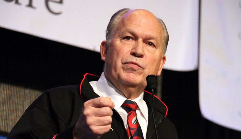 Alaska Gov. Bill Walker addresses a conference in Anchorage, Alaska, on Thursday.