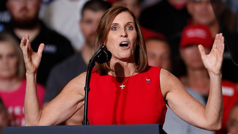 U.S. Rep. Martha McSally, R-Ariz., speaks at a campaign rally.