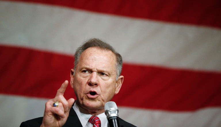 In this Tuesday, Dec. 5, 2017 file photo, former Alabama Chief Justice and U.S. Senate candidate Roy Moore speaks at a campaign rally, in Fairhope Ala. Republicans had a lock on all Alabama statewide offices until Jones' narrow win last year over Moore, who was already deemed too extreme for many moderate voters before he was accused of sexual misconduct with underage girls.