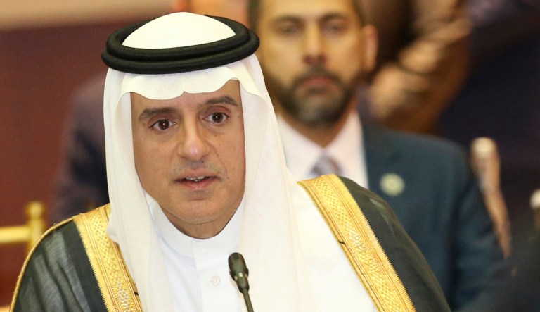 Saudi Arabia's Foreign Minister Adel al-Jubeir sits during a meeting.