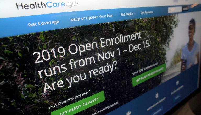 This Tuesday, Oct. 23, 2018 photo shows HealthCare.gov website on a computer screen in New York. 