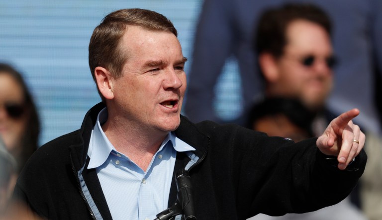 Sen. Michael Bennet, D-Colo., speaks at an event.