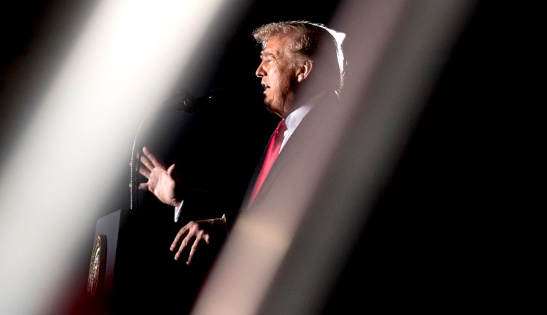 President Trump speaks at an event.