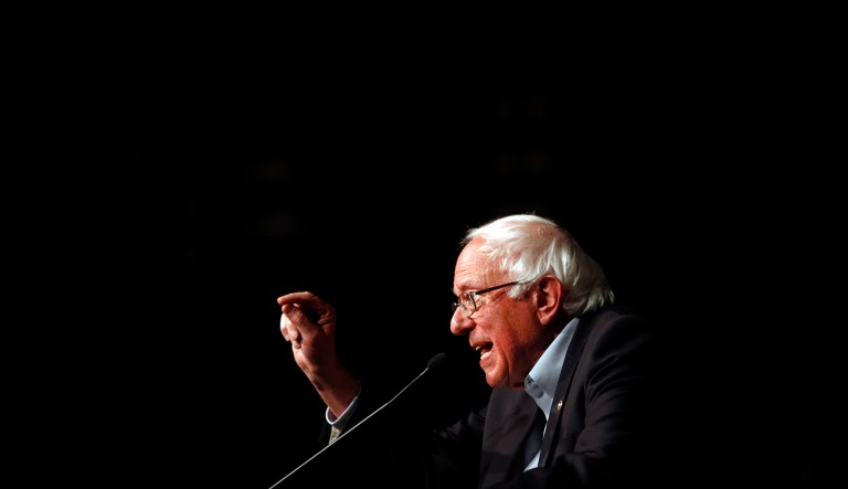 Sen. Bernie Sanders, I-Vt., speaks in support of Maryland Democratic gubernatorial candidate Ben Jealous at a campaign rally, Tuesday, Oct. 30, 2018, in Bethesda, Md.