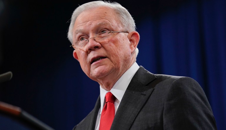 Attorney General Jeff Sessions speaks during a news conference to announce a criminal law enforcement action involving China.