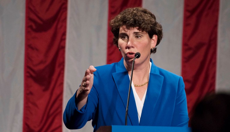 Democratic congressional candidate Amy McGrath speaks to supporters after conceding loss.