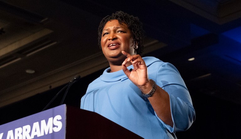 Georgia Democratic gubernatorial candidate Stacey Abrams speaks to supporters about her expectations of a run-off during an election night watch party, Tuesday, Nov. 6, 2018.