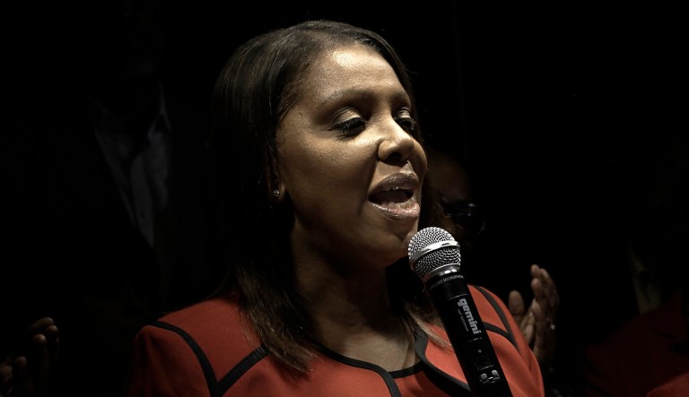 Democratic New York Attorney General Letitia James speaks at an event.
