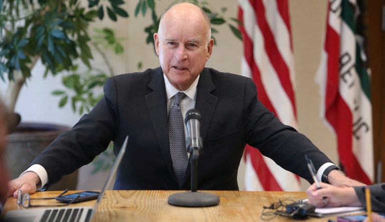 Gov. Jerry Brown talks about election results and a variety of other subjects during a news conference in his office at the Capitol in Sacramento, Calif., Wednesday, Nov. 7, 2018.