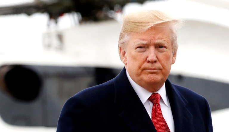 On Friday, President Trump gets off of the Marine One helicopter to board Air Force One at Andrews Air Force Base, Md., en route to Paris, where he will participate in World War I commemorations. 