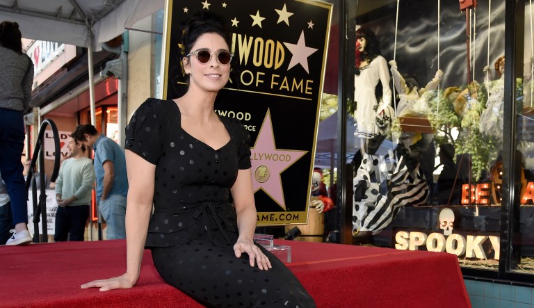 Actress/comedian Sarah Silverman poses following a ceremony honoring her with a star on the Hollywood Walk of Fame on Friday, Nov. 9, 2018, in Los Angeles.