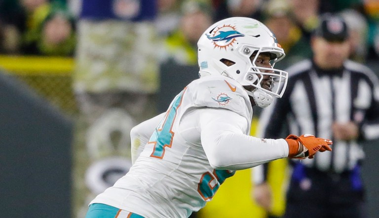 Miami Dolphins' Robert Quinn during an NFL football game in Green Bay, Wis. 