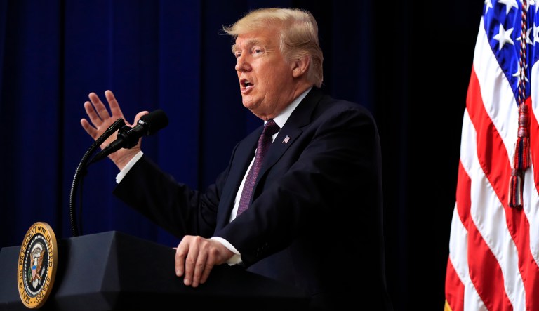 President Trump speaks during a conference in D.C.