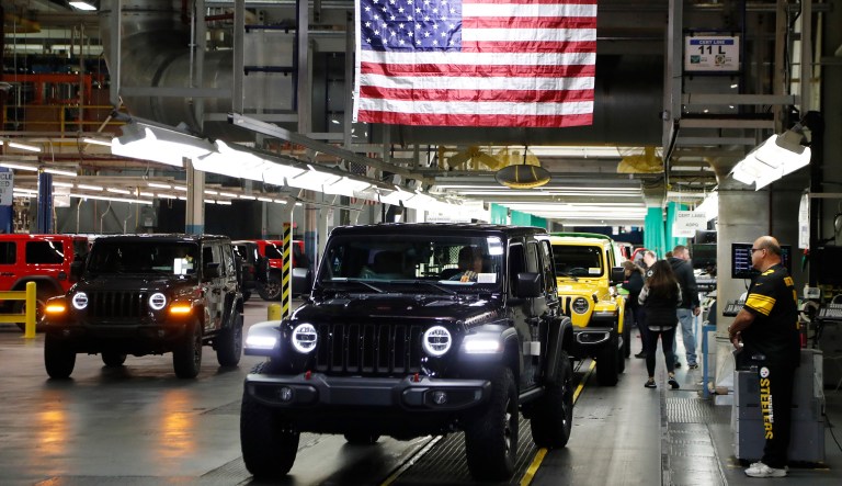 2019 Jeep Wranglers are driven off the assembly line at the Toledo North Assembly Plant, Friday, Nov. 16, 2018, in Toledo, Ohio.