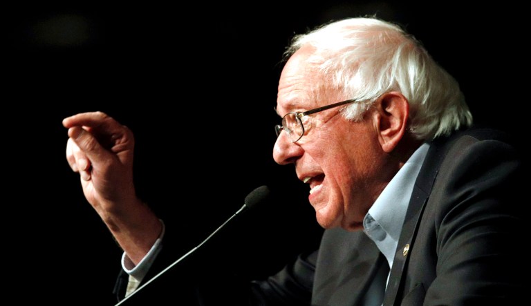Sen. Bernie Sanders, I-Vt., speaks at an event.