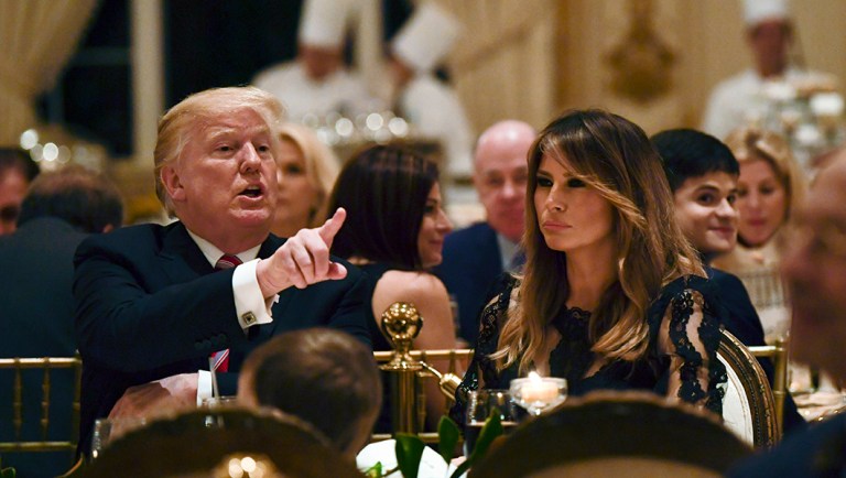 President Trump and first lady Melania Trump have Thanksgiving Day dinner at their Mar-a-Lago estate.