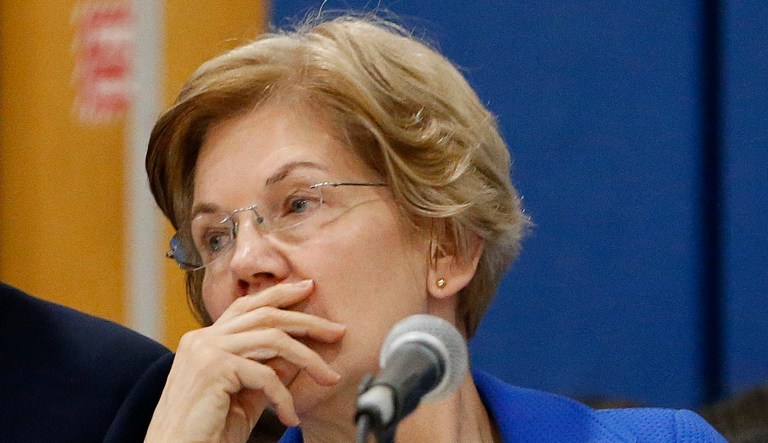 U.S. Sen Elizabeth Warren, D-Mass., speaks at an event.