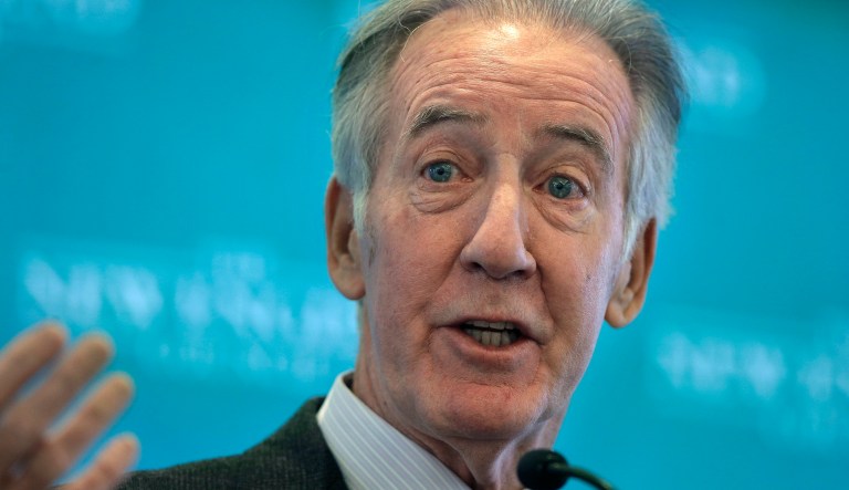 Rep. Richard Neal, D-Mass., the incoming chairman of the House Ways and Means Committee, addresses an audience during a gathering of business leaders at a meeting of the New England Council, Tuesday, Nov. 27, 2018, at a hotel, in Boston. 