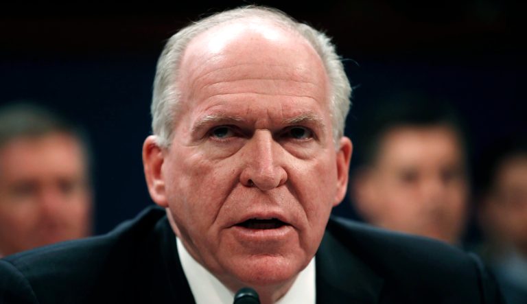 In this May 23, 2017 photo, former CIA Director John Brennan testifies on Capitol Hill in Washington, before the House Intelligence Committee Russia Investigation Task Force. 