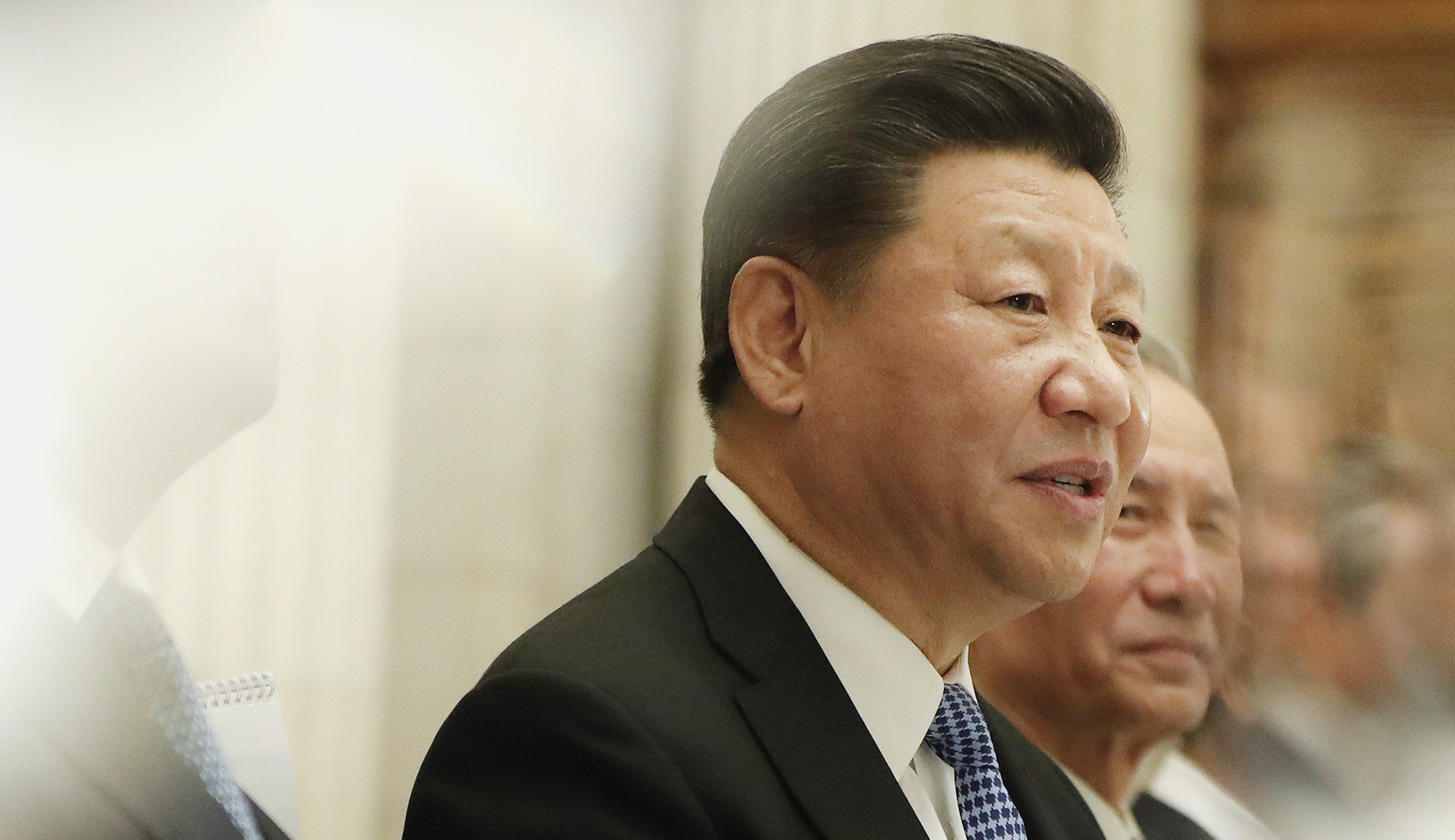 China's President Xi Jinping speaks during a meeting.