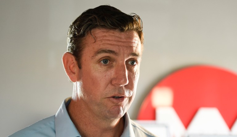Rep. Duncan Hunter, R-Calif., speaks during an interview at a call center on in Santee, Calif.