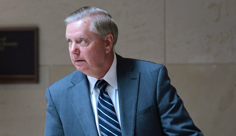 Sen. Lindsey Graham, R-S.C., leaves a closed-door meeting on Capitol Hill in Washington, Tuesday, Dec. 4, 2018, on the slaying of Saudi journalist Jamal Khashoggi.
