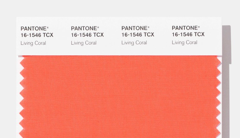 This image released by Pantone Color Institute shows a swatch featuring Living Coral, which Pantone Color Institute has chosen as its 2019 color of the year. 