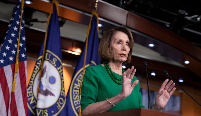 House Democratic Leader Nancy Pelosi of California, the speaker-designate for the new Congress in January, meets with reporters at her weekly news conference on Capitol Hill in Washington, Thursday, Dec. 6, 2018.