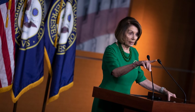 House Democratic Leader Nancy Pelosi of California, meets with reporters at her weekly news conference on Capitol Hill in Washington, Thursday, Dec. 6, 2018.