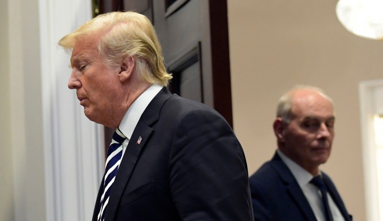 President Trump and John Kelly are seen in the White House in Washington.
