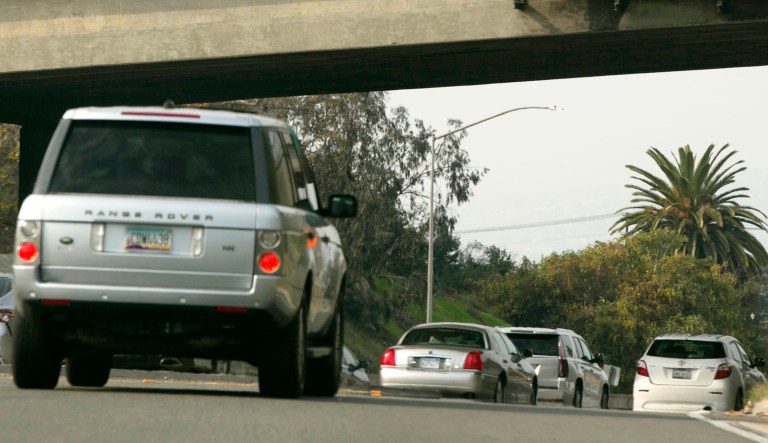 Cars are seen on a California freeway.