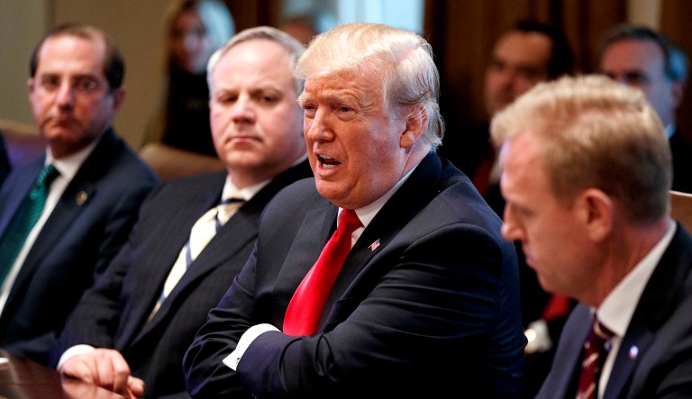 President Trump speaks during a Cabinet meeting at the White House in D.C.