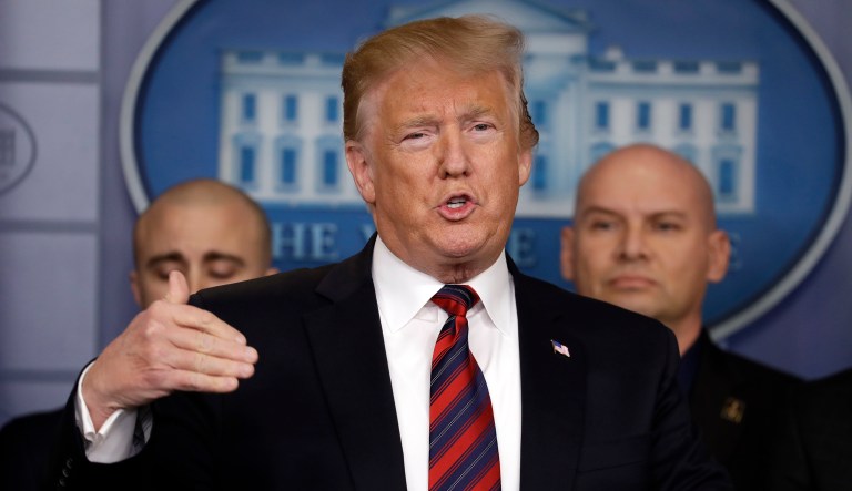 President Trump speaks in the press briefing room at the White House, Thursday, Jan. 3, 2019, in Washington.