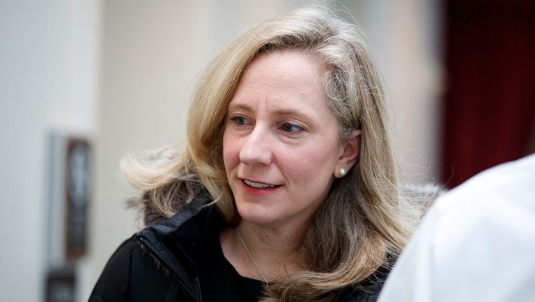 Rep. Abigail Spanberger, D-Va. walks to a closed Democratic Caucus meeting.