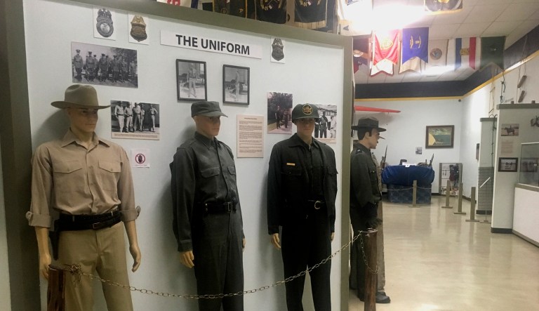 U.S. Border Patrol uniforms throughout the years are on display at a museum dedicated to the border patrol in El Paso, Texas.
