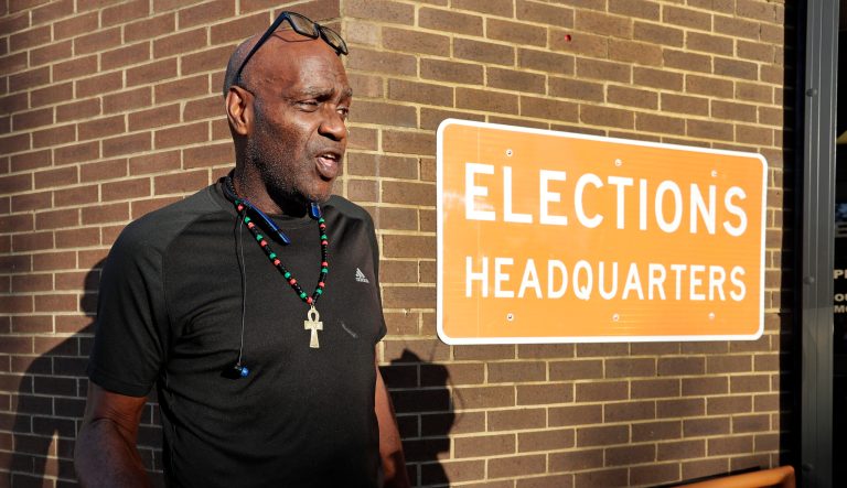 Former felon Robert Eckford talks with reporters after registering to vote at the Supervisor of Elections office Tuesday, Jan. 8, 2019, in Orlando, Fla. 