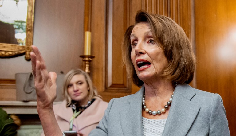 Speaker of the House Nancy Pelosi, D-Calif., speaks at an event.