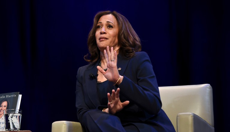 Kicking off her book tour, Sen. Kamala Harris, D-Calif., speaks at George Washington University in Washington, Wednesday, Jan. 9, 2019.
