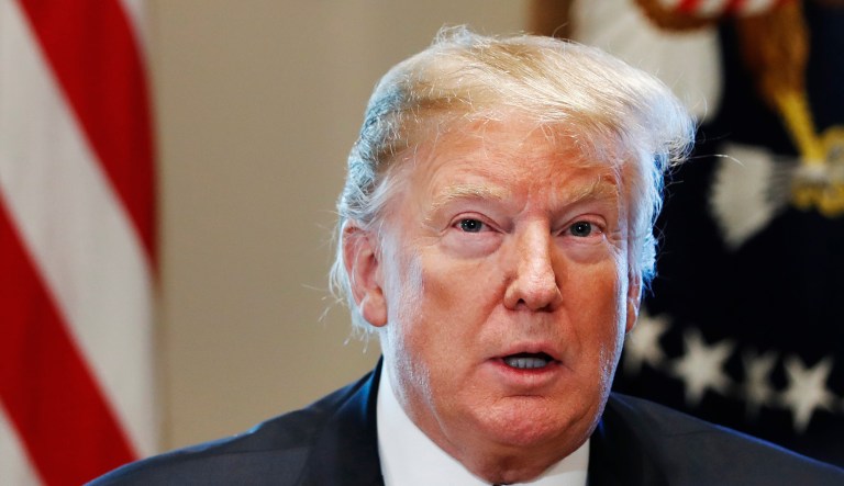 President Trump leads a roundtable discussion in the Cabinet Room of the White House.