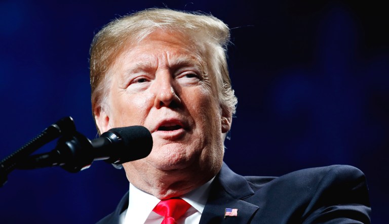 President Trump speaks at an event.