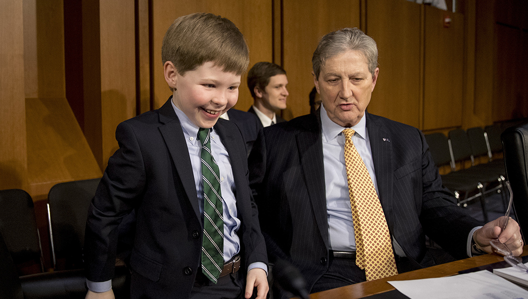 ‘You are doing great so far’: Grandson writes William Barr a note at confirmation hearing