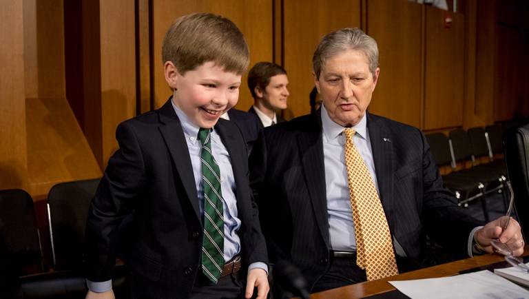 ‘You are doing great so far’: Grandson writes William Barr a note at confirmation hearing