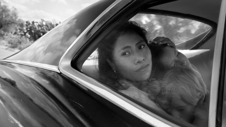 This image released by Netflix shows Yalitza Aparicio in a scene from the film "Roma."