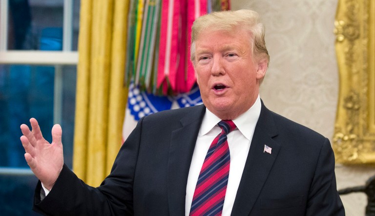 President Trump speaks at an event.