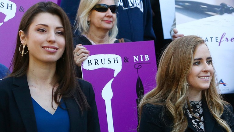 Brush & Nib Studio owners Joanna Duka, front left, and Breanna Koski, front right.