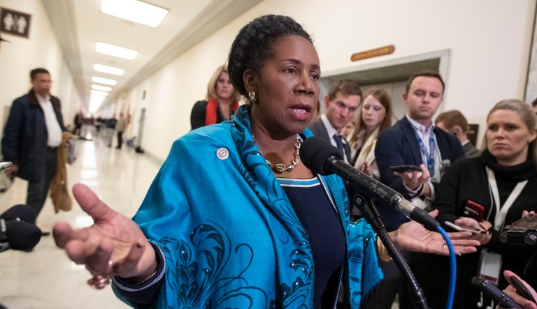 Rep. Sheila Jackson Lee, D-Texas, a member of the House Judiciary Committee, speaks to reporters on Capitol Hill in Washington.