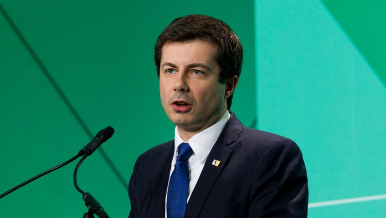 South Bend, Ind., Mayor Pete Buttigieg speaks.