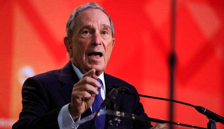 Former New York City Mayor Michael Bloomberg speaks to the U.S. Conference of Mayors meeting in Washington, Friday, Jan. 25, 2019.