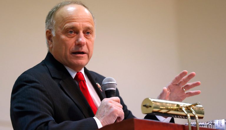 U.S. Rep. Steve King, R-Iowa, speaks during a town hall meeting, Saturday, Jan. 26, 2019, in Primghar, Iowa.