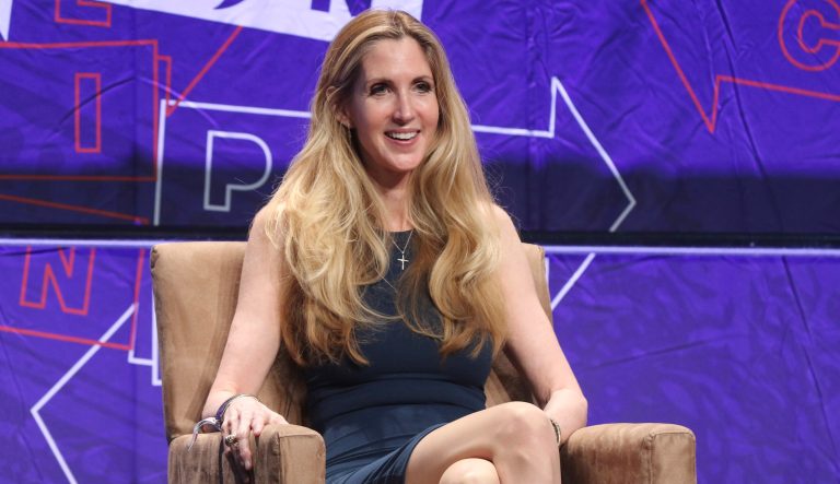 In this Oct. 20, 2018 photo, Ann Coulter participates in the "AAA: Ask Ann Anything" panel at Politicon at the Los Angeles Convention Center in Los Angeles.  